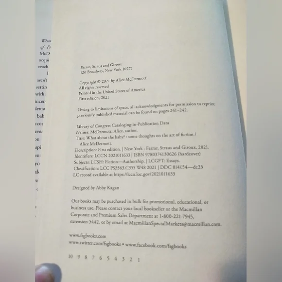What About the Baby? Writing Reference Alice McDermott Hardcover - Picture 5 of 5